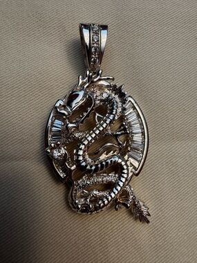Silver Dragon Pendant Necklace - Elegant Reptile Jewelry